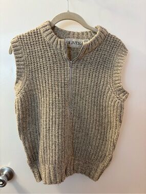 Oliver’s Vintage Men's Beige Zip-Up Knit Vest EUC PTP 19/Length 22